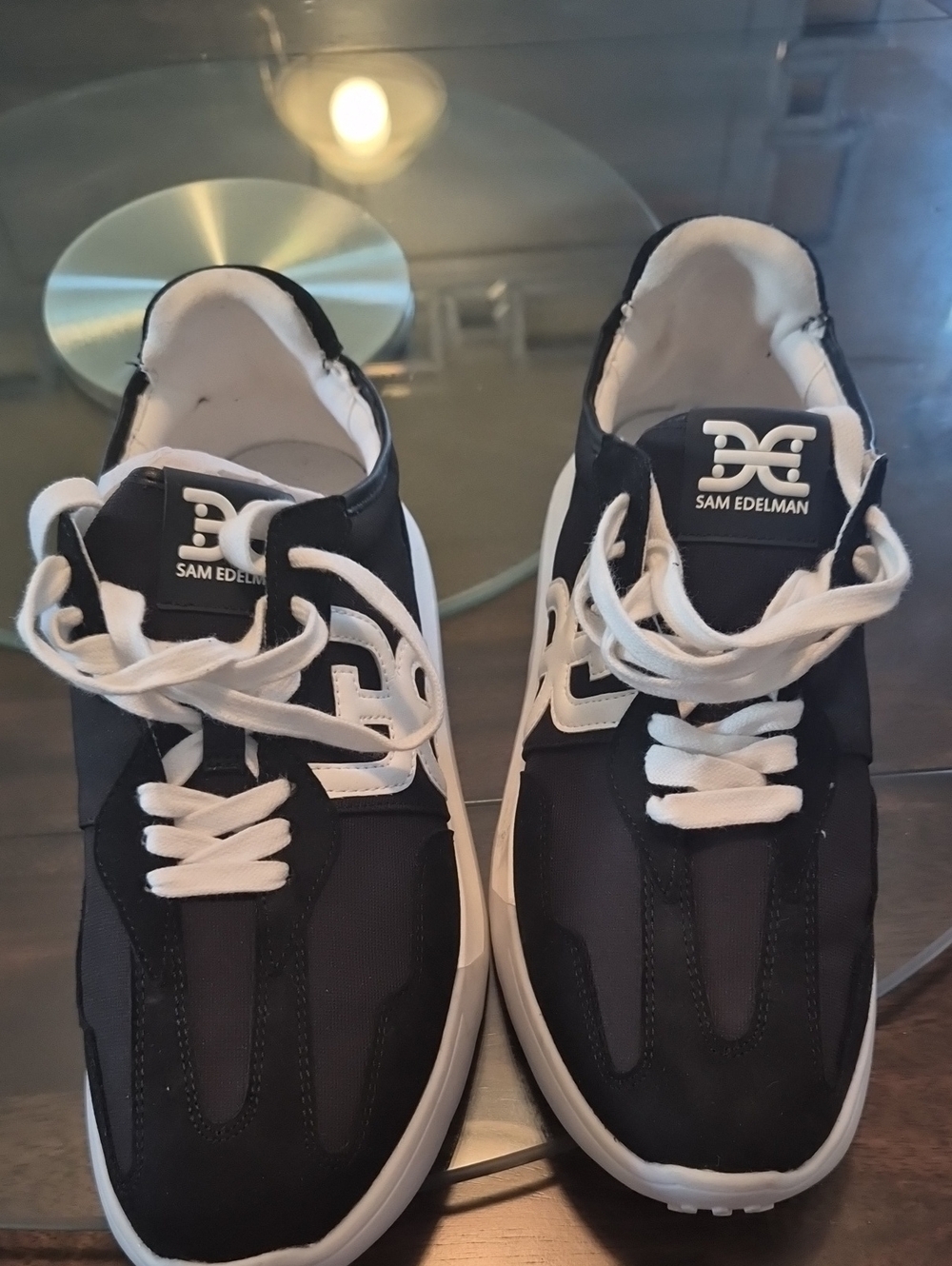 Sam Edelman Black and White Women’s Lace-Up Sneakers